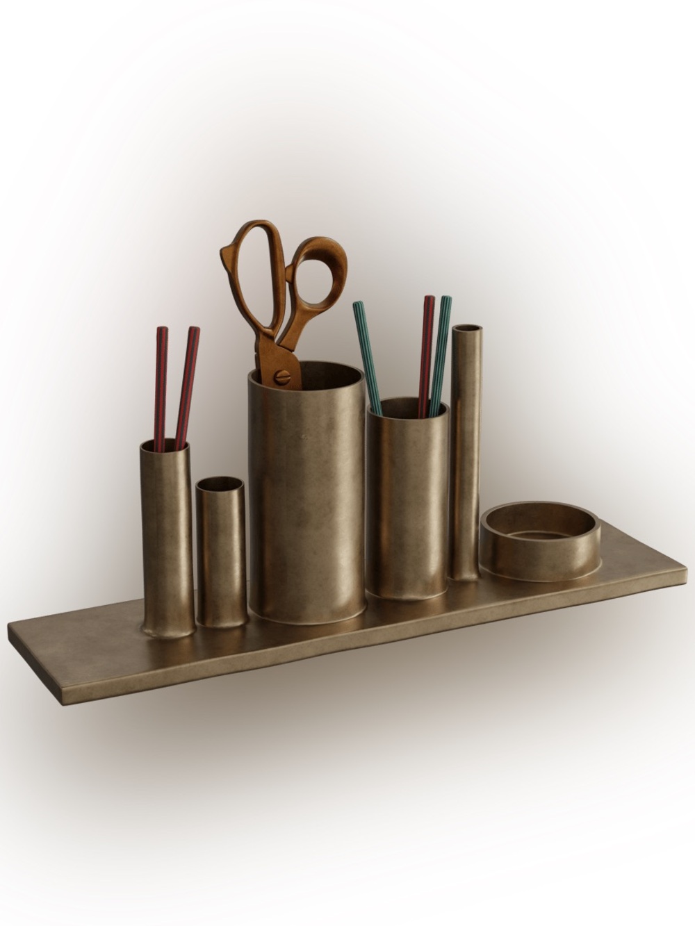 Anthropologie Codefiy Pencil Holder Metallic Bronze Multi-Compartment Desk Caddy